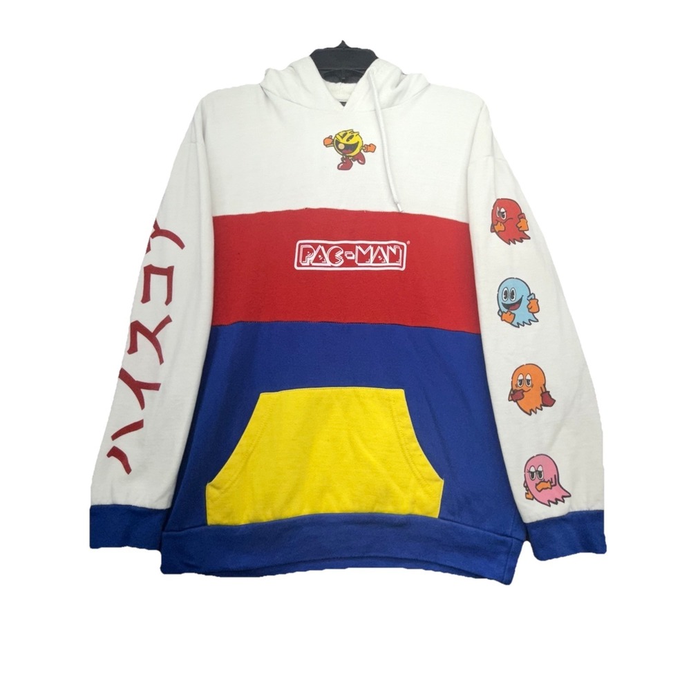 Pac-Man Multicolored Y2K Long Sleeve Hooded Sweatshirt Hoodie Vintage Medium